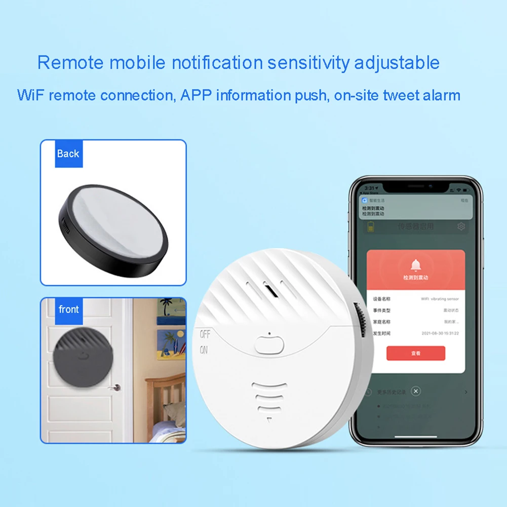 Wifi Vibration Alarm Graffiti Anti-Theft Alarm 130dB Door And Window Alarm Use Tuya Smart App  Wifi Tuya Anti-theft alarm