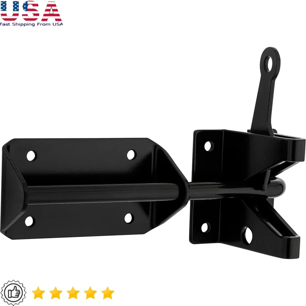 

Heavy Duty Gate Latch Black Finish Easy Installation Mounting Hardware Included Right Left Hand Exterior Applications Durable