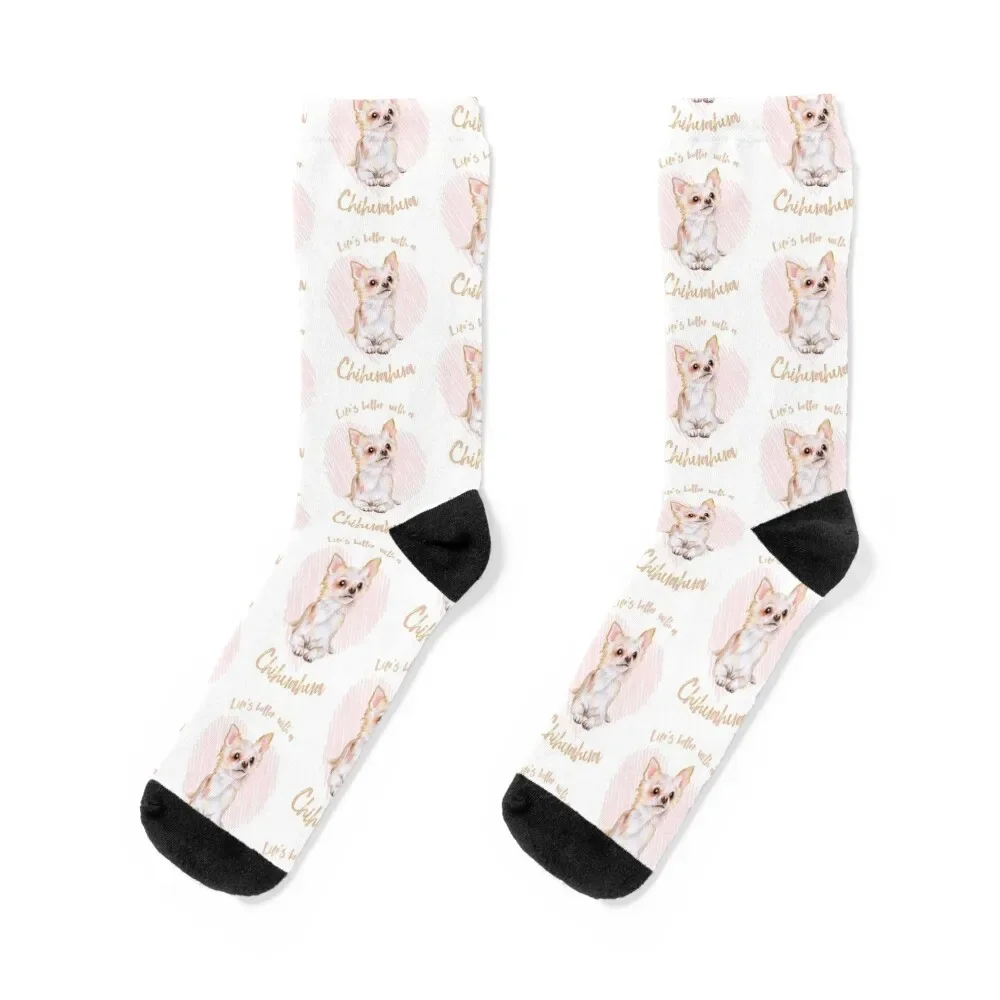 ¡La vida es mejor con un Chihuahua! ¡Especialmente para los amantes de los perros de Chihuahua! Calcetines cortos Running deporte año nuevo Calcetines Para Hombre Mujer