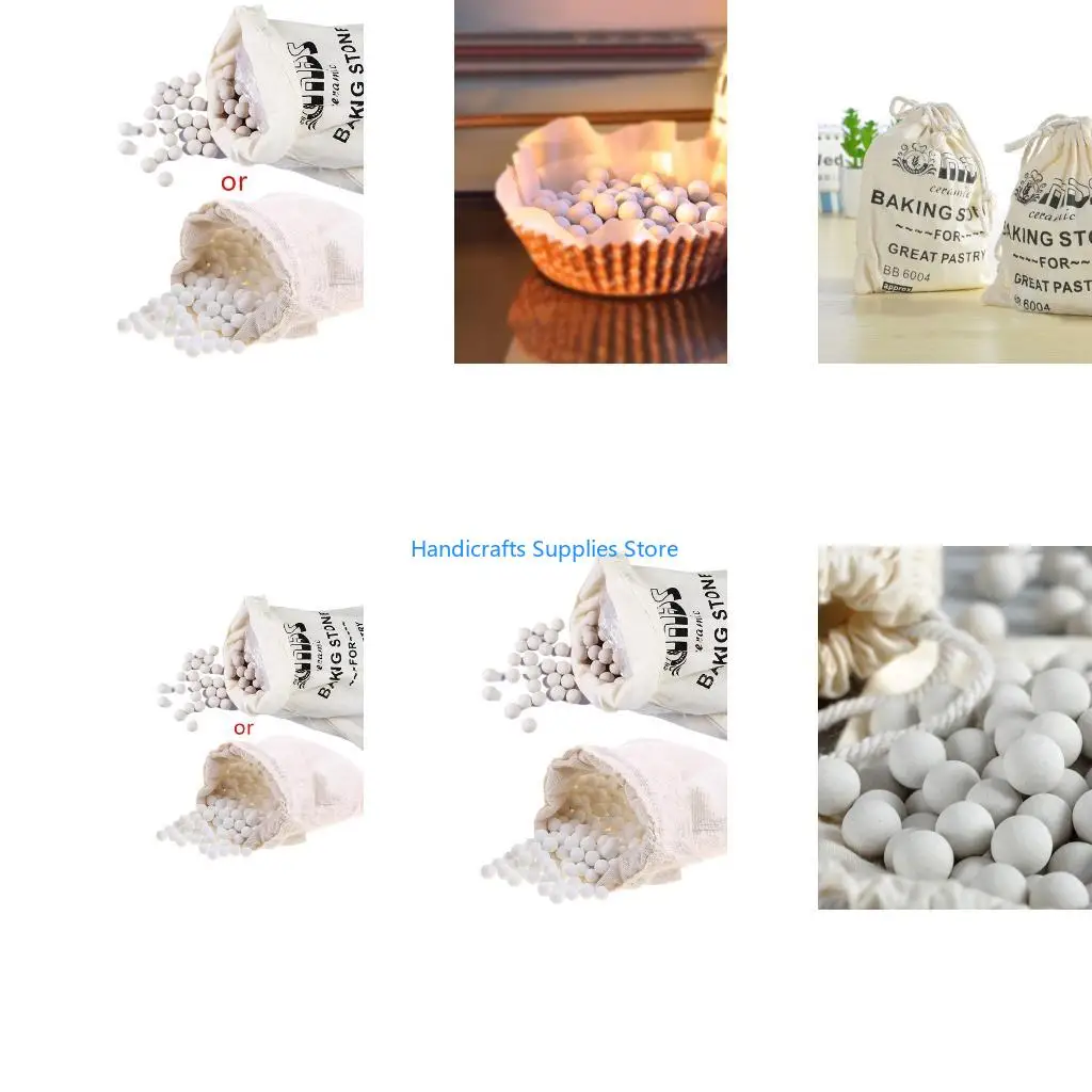 R1WA 500g Cordierite Pie Baking Beans Beads Press Stone Weights with Storage Bag High Temperature