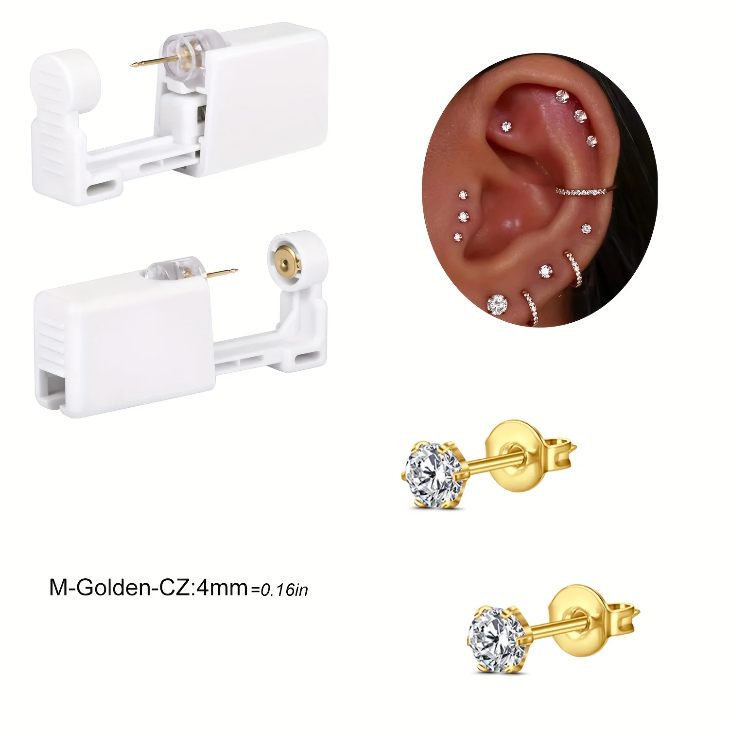 2 sets oorpiercingkit Wegwerp oorpiercing pistoolkit Zelfpiercing pistool en ingebouwde oorbellen Stud Ear Piercing Gun