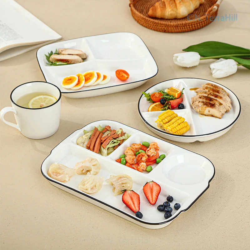 Ceramic Portion Control Plate, - Meal Prep Healthy Breakfast ulasan dan harga