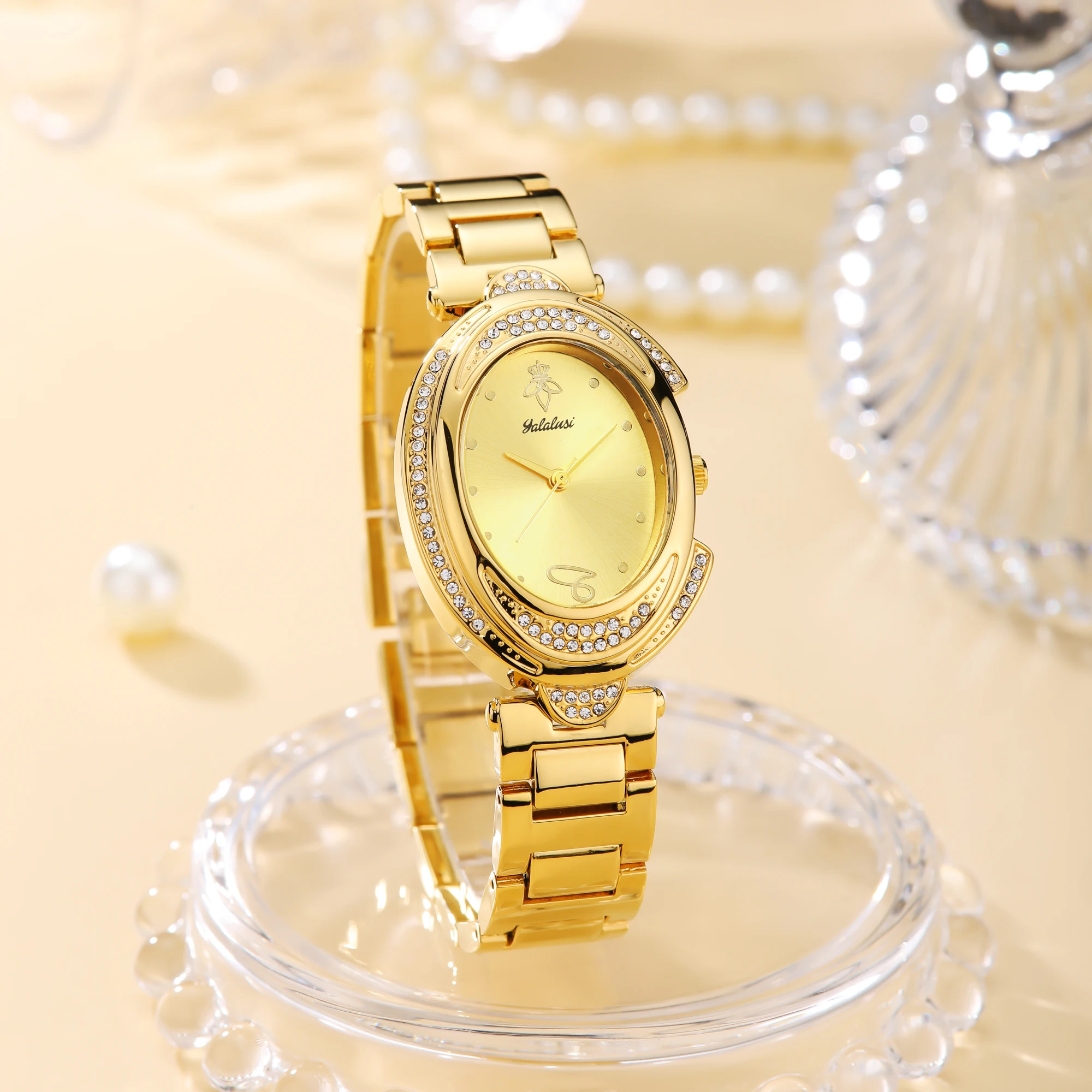 Ladies' Watches Luxury Brand Oval Quartz  Women Vintage Elegant Waterproof Golden Steel Bracelet Wristwatch Pigeon Egg Oval Dial