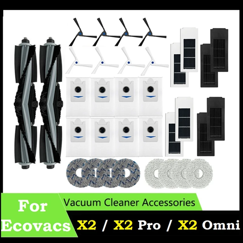 

1Set Parts Accessories For Ecovacs Deebot X2 / X2 Pro / X2 Omni Robot Vacuum Cleaner Main Side Brush Filter Mop Pads Dust Bag