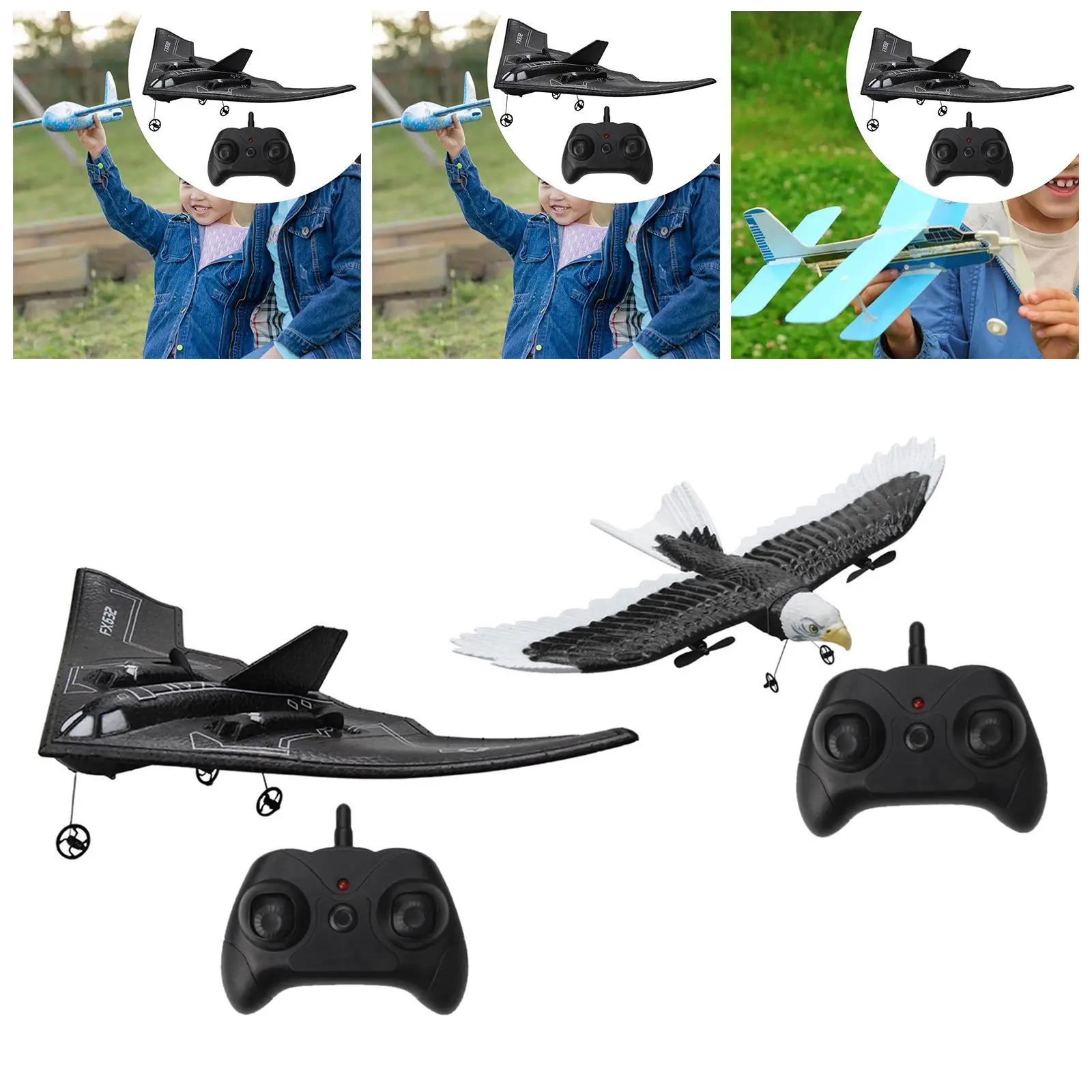 Afstandsbediening Vliegtuig RC Vliegtuig voor Kinderen Jongens Gift Anti Vallen Draagbare RC Zweefvliegtuig met Licht Vechter Model voor 6-12 Jaar