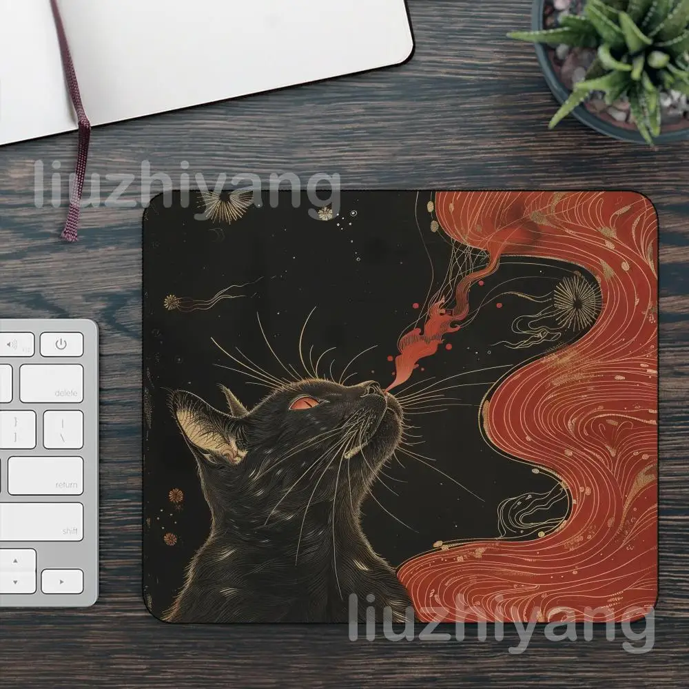 

Коврик для мыши Smoking Cat Art 40X45 см, большой квадратный коврик для компьютерной офисной игры, настольные коврики, резиновые противоскользящие коврики для мыши, маленький декор, настольные коврики