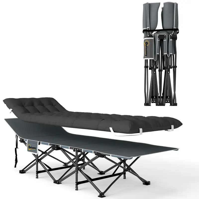 Immagine 7: Outsunny Letto da Campeggio Portatile, Materasso Resistente, Nero, Facile da Trasportare