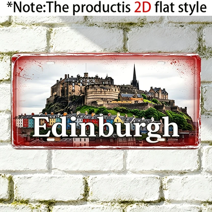 2D Flat - 【2D Flat】 2D Flat - [2D Flat] 2D Flat - Decorative Use Solely, Scottish Edinburgh Castle Weathered Outdoor Sign And Wa