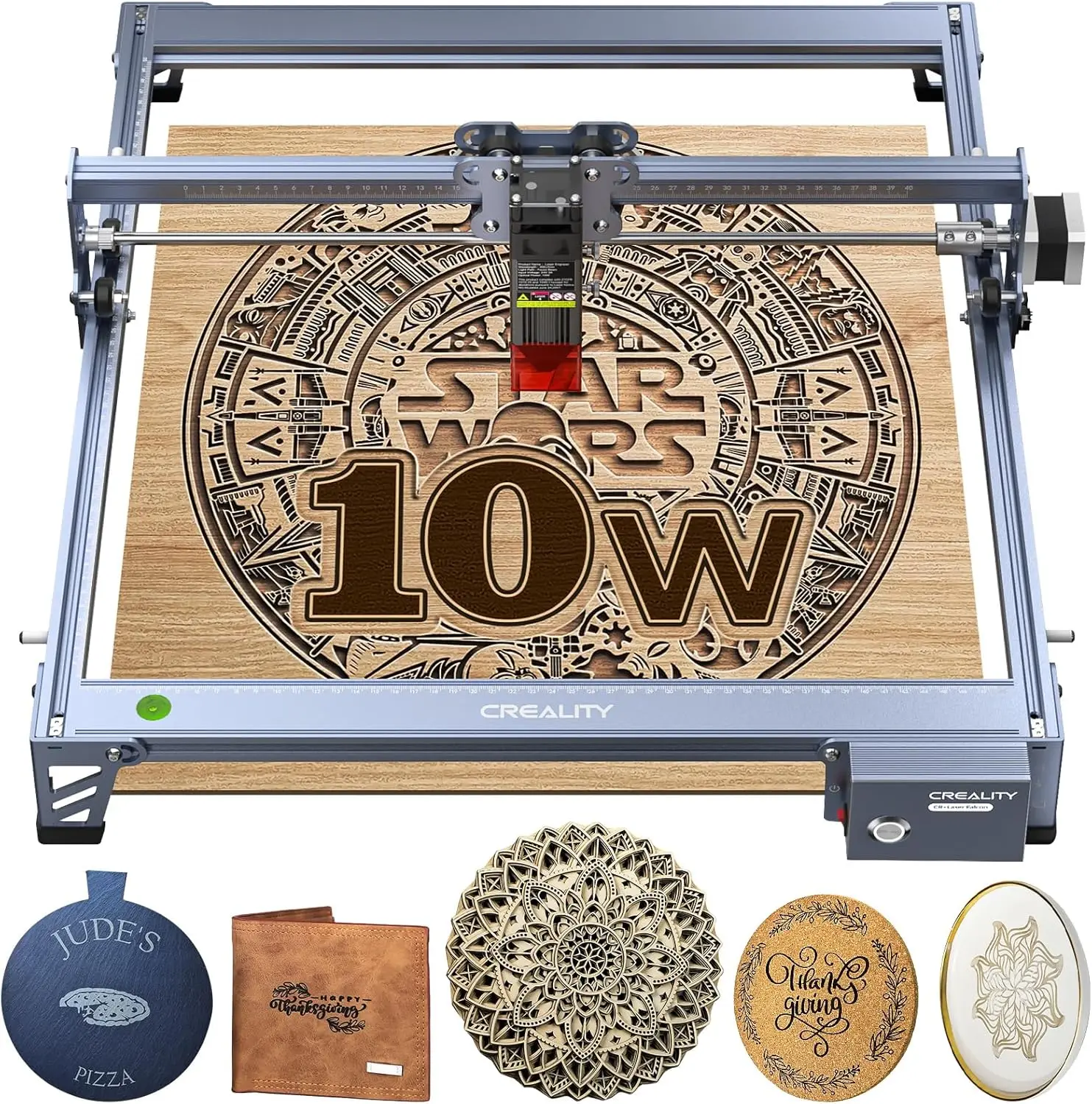 Laser Engraver Machine 10W Output Power, 72W DIY Laser Engraving Machine 0.06mm High Precision Laser Cutter and Engrave