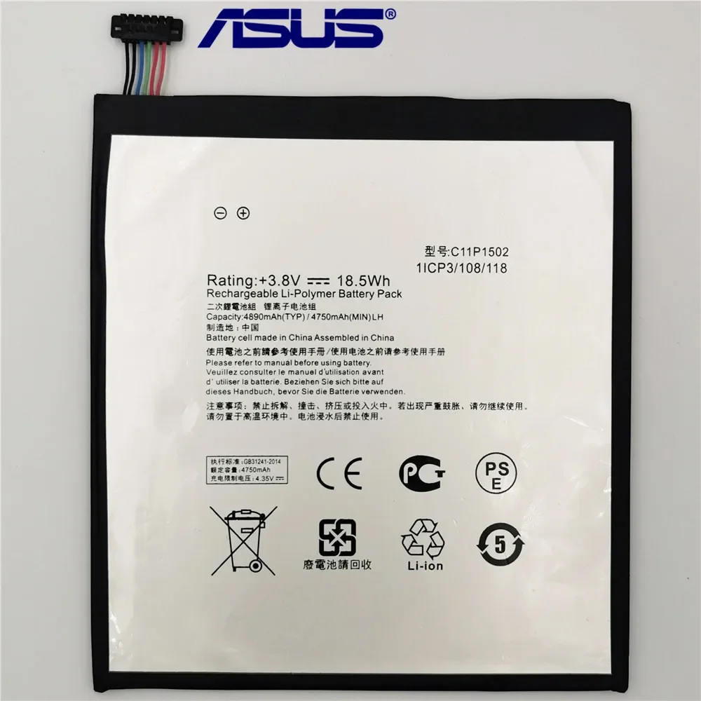 ASUS Original Replacement Phone Battery C11P1502 4890mAh for ASUS ZenPad 10 Z300CG Z300CL P01T Z300M Z300C P023 10.1 Free Tools