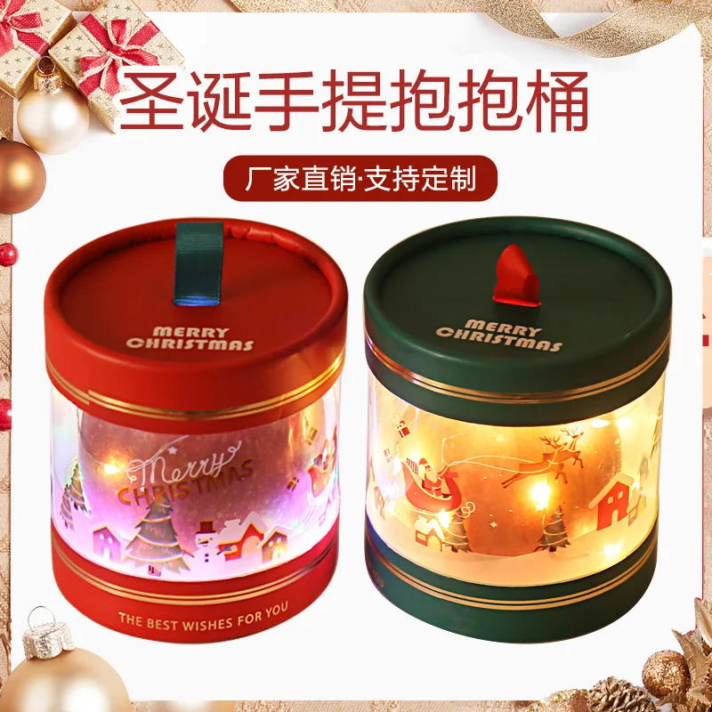 2pcs 2024 Christmas Decoration Packaging Box Portable Bucket Christmas Eve Peaceful Fruit Gift Boxes Handy Companion Gift Box