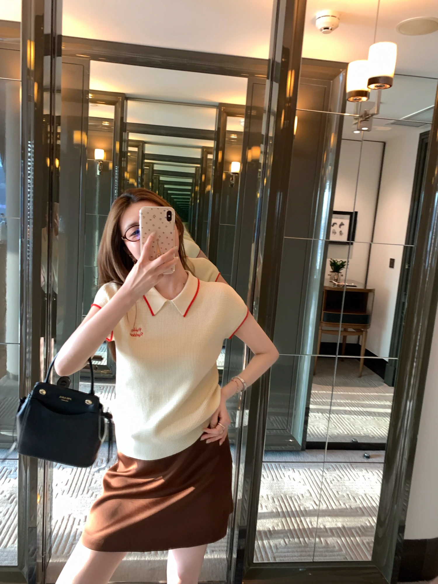 

Realzz Official Spring Limited Color Block Knit Short Sleeve Women's T-shirt Korean Style Embroidery Breathable Skin-Fri...