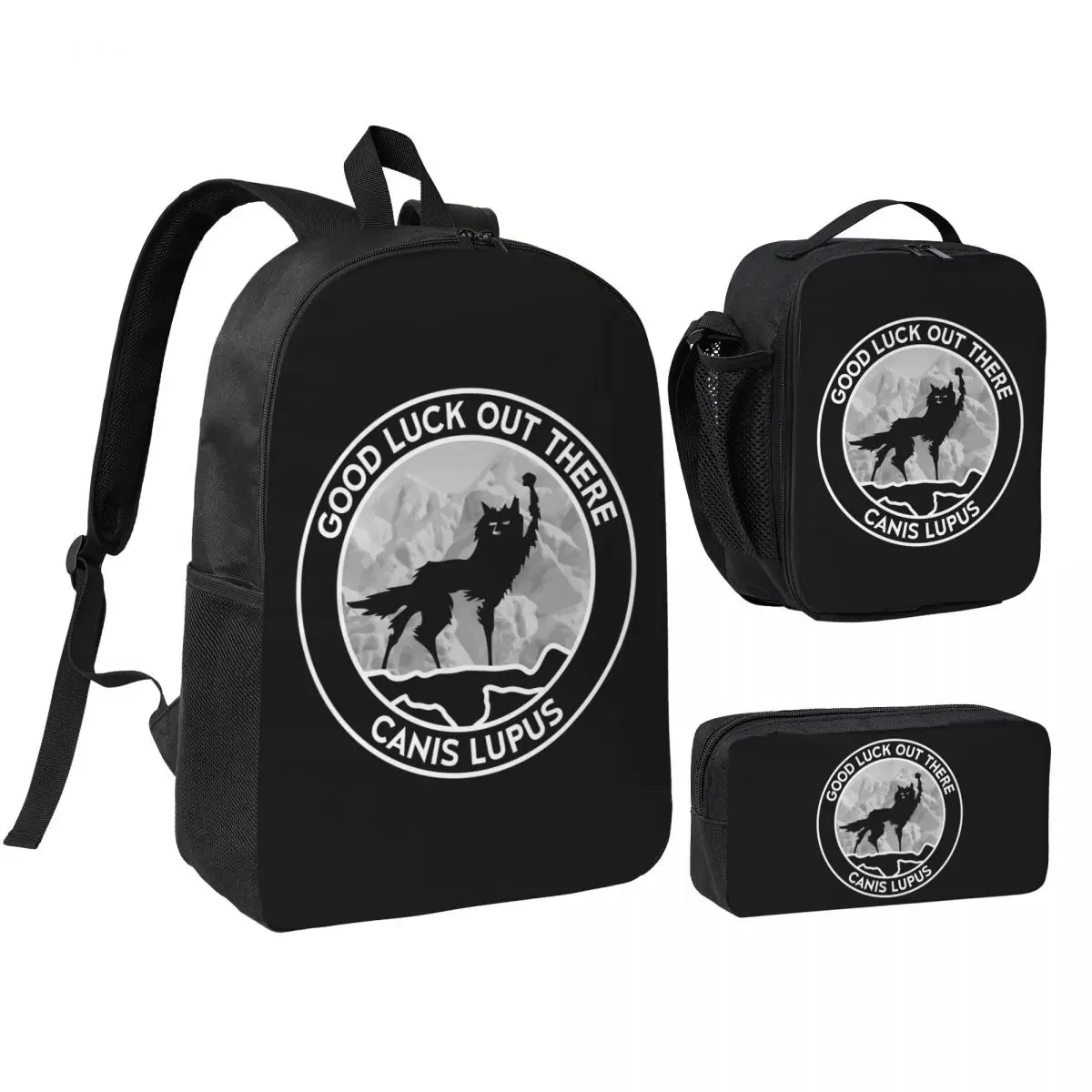 Fantastic Mr Fox - Wolf - Canis Lupus-Fill Backpack BookBag School Bag Laptop Shoulder Bags 3ps Insulated Lunch Bag Pencil Case