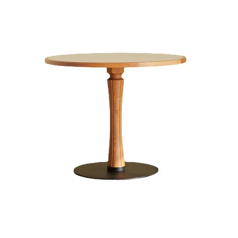 

Nordic solid wood round table rock slab retro living room dining room home