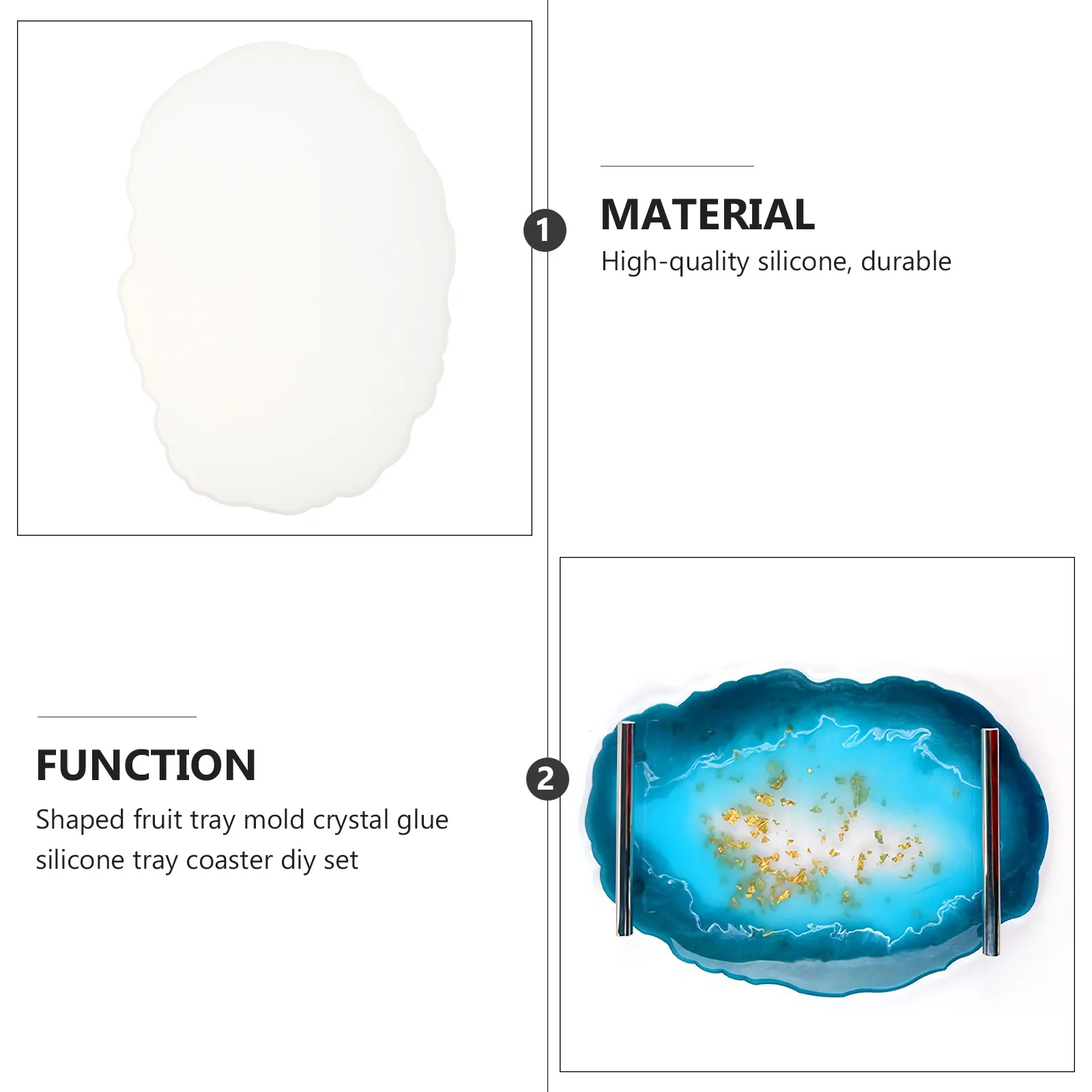 Silicone Coaster Mold 2 Handles Fruit Tray Crystal Epoxy Casting Mold DIY Craft Epoxy Supplies DIY Supplies Coaster Making Tools