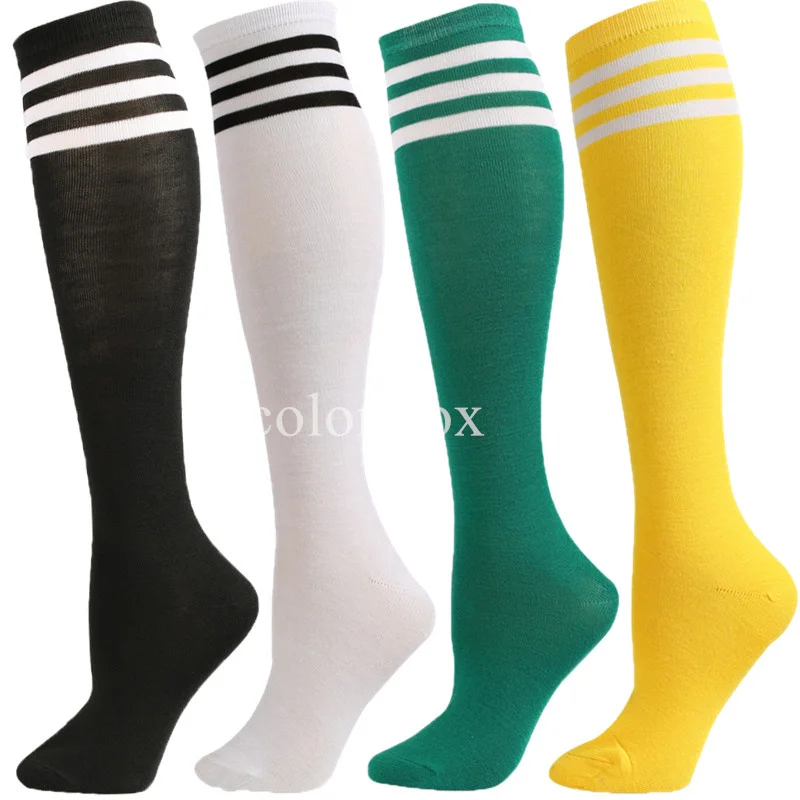 Socks 2024 Black White Stripe Compression Long Socks Nylon Long Stockings Solid Color Knee High Socks Kawaii Cosplay Jk Woman So