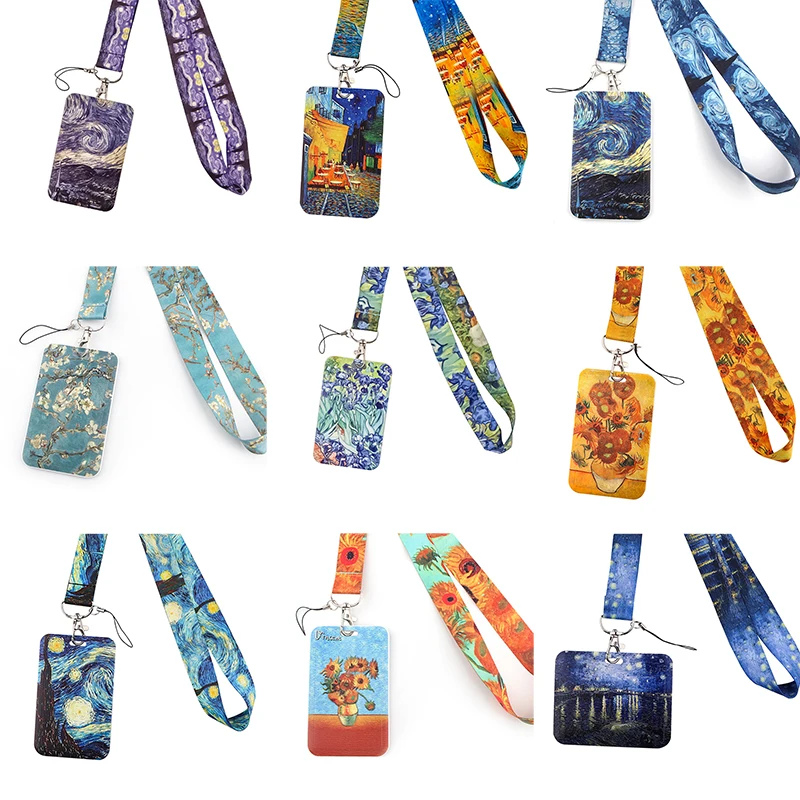 

Van Gogh Credential Holder Keychains Neck Lanyard For Pass Card Credit Card Holder Keychain Straps Phone ropes Wholesale