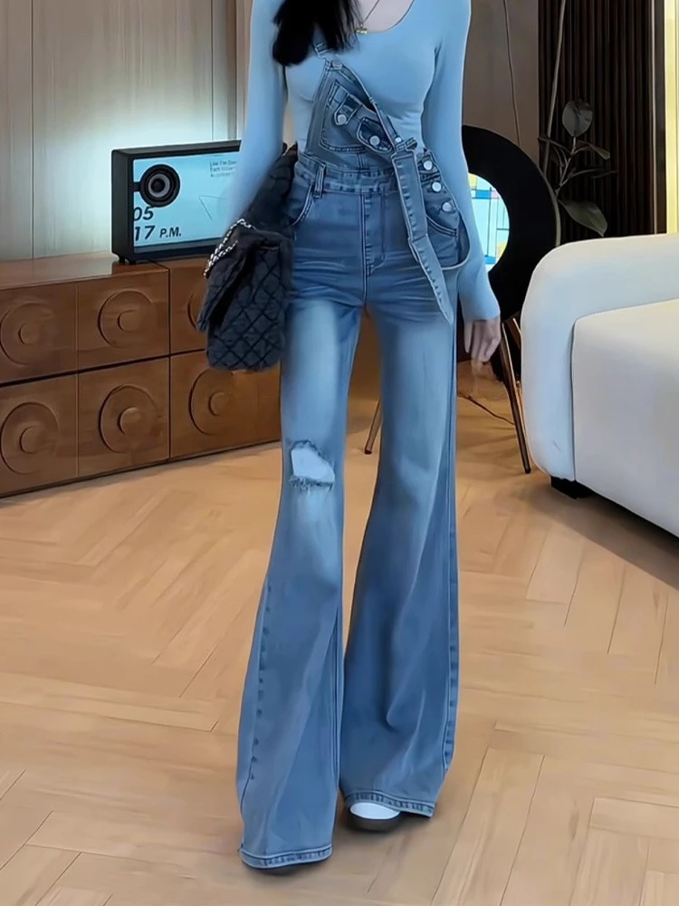 

Ripped Street Slim Fit High Waisted Jeans 2025 Spring Women's Y2K Vintage Sheath Pants Hotsweet Blue Denim Trouser