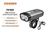 RAVEMEN PR1000 Bike Front Light Anti-Glare Bicycle Headlight Dualens Rechargeable 3200mAh Waterproof HiLo beam Brightness Remote