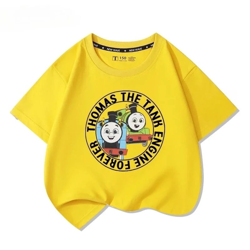 توماس القطار قصيرة الأكمام تي شيرت الكرتون جديد للأطفال بلايز بنين بنات الصيف 100% القطن موضة مريحة تي شيرت #2