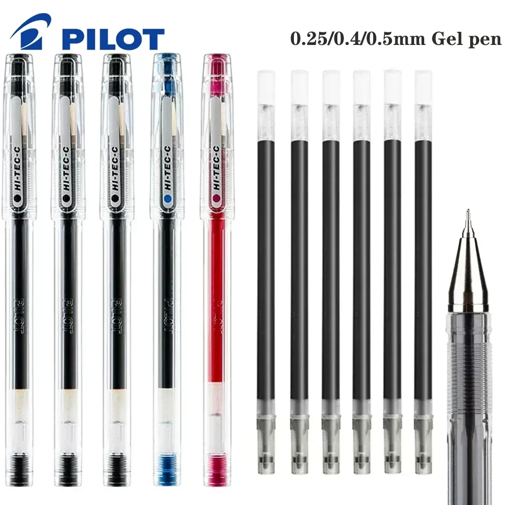 עט ג'ל PILOT HI-TEC-C עם קצה מזרק פיננסי עט דק 0.25/0.3/0.4/0.5mm עט שחור אביזרי משרד בית ספר יפני ציוד משרדי
