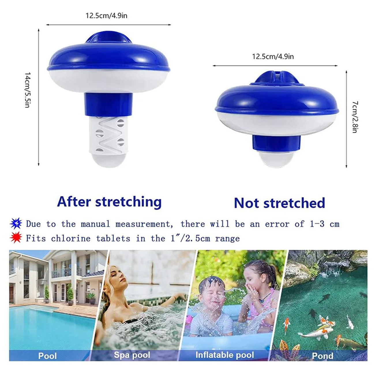 Stretchable Chlorine Dispenser, Floating Chlorine Dispenser for Hot Tub Pool Spa Water Parks,For Pool Dosing Device