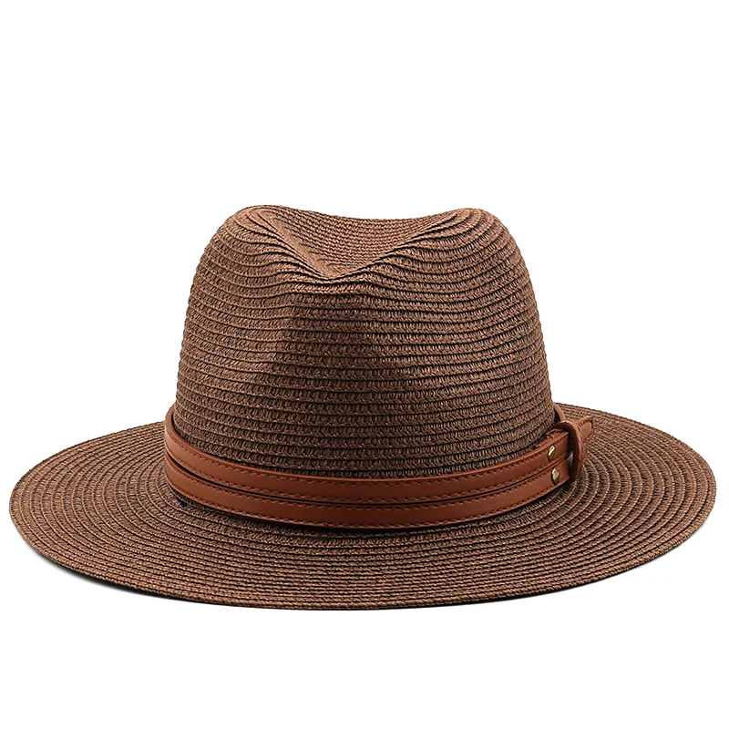 54-58-60CM Womens Summer Panama Hats Wide Brim Straw Sun Hat Beach Hat For Men Fashion UPF UV Protection Fedoras Cap For Travel