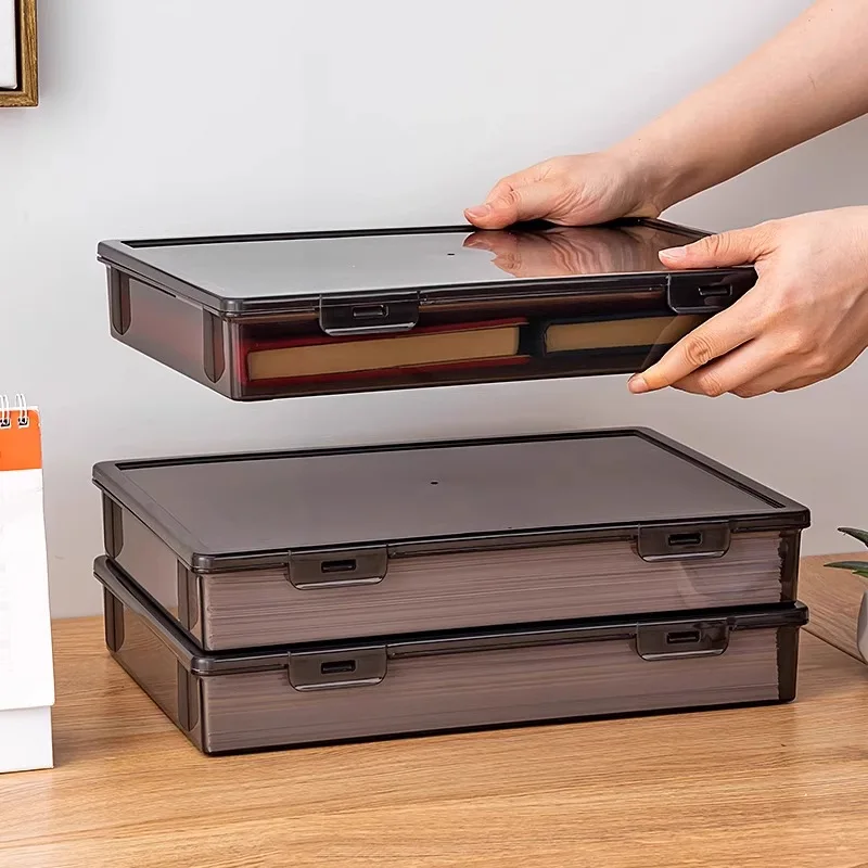 

32cm Stackable Certificate Storage Box Dark Translucent Drawer Insert House Property Ducument Case Dustproof Card Organizer