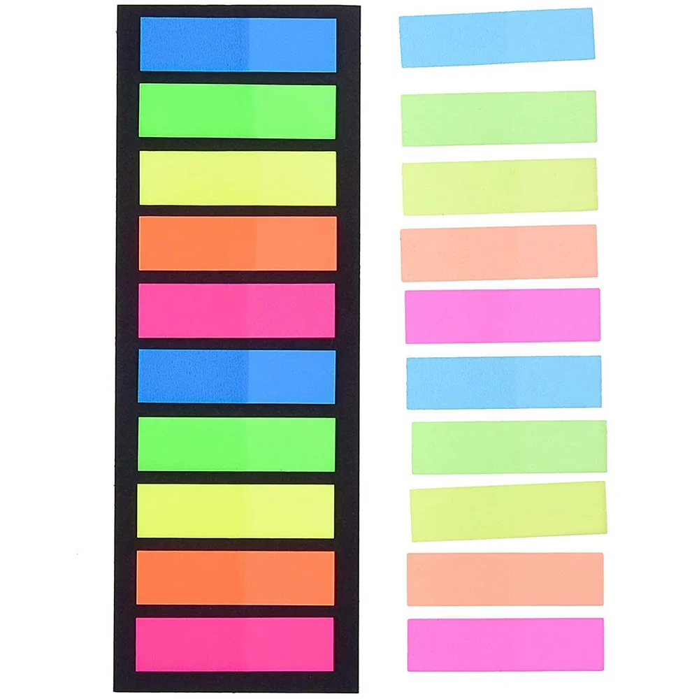 10Pack 2000Pcs Page Markers,Index Tab Flags,Sticker Note, Fluorescent Index Tabs Page Flags,for Books,Notebook,5 Colors