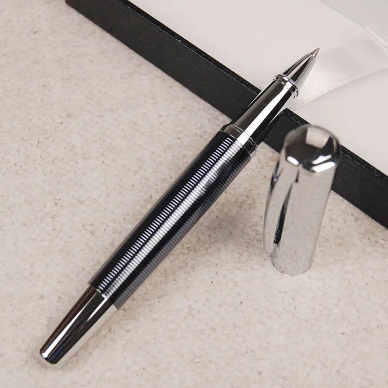 Brass Luxury Gel Pen 0.5mm Black Refill Nib with Silver Clip Smooth Office Gift Ballpoint Pens Stationery Pens for Writing Gift