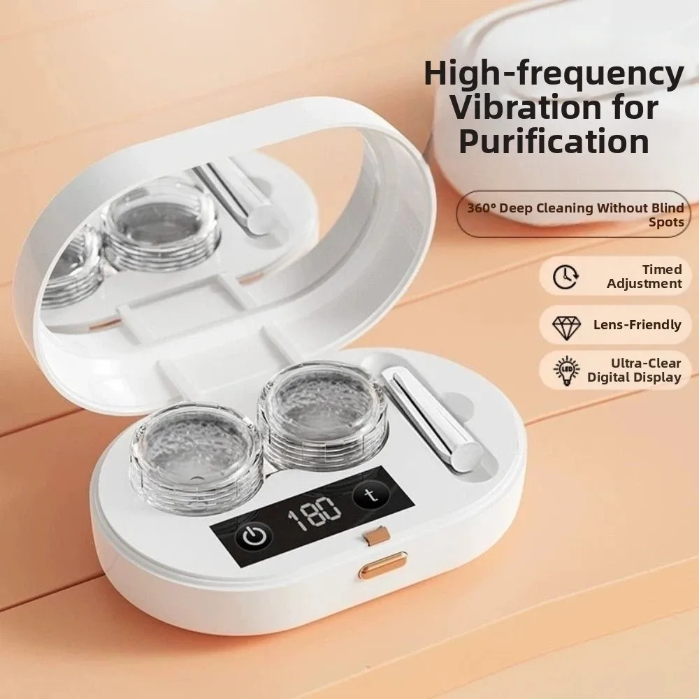 

Ultrasonic Beauty Lenses Cleaner USB Charging High Frequency Vibration Beauty Lenses Storage Container Portable LCD Display