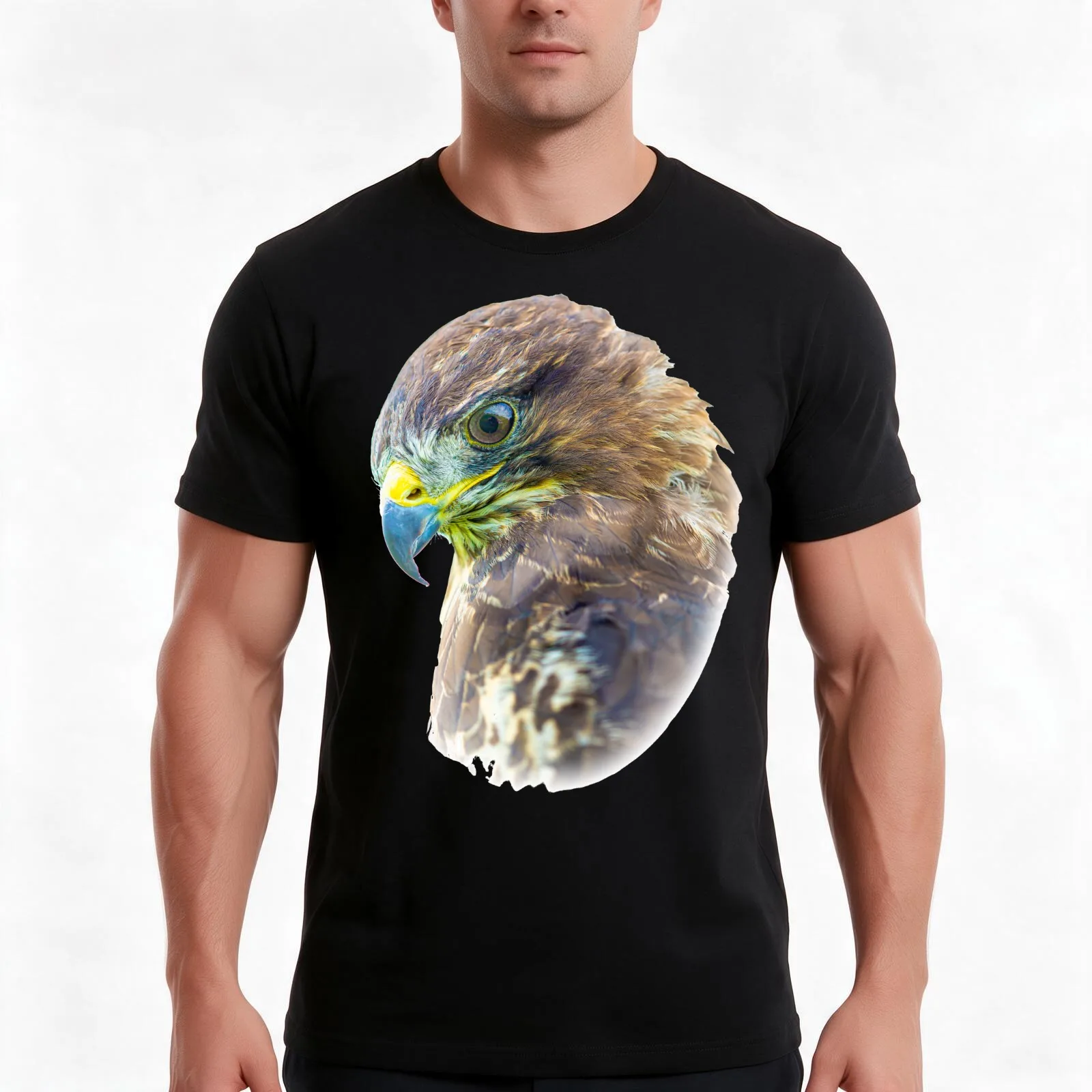 Buzzard concentration on prey below its perch T-Shirt Summer Casual Cotton Tee Oversized Streetwear Tops Unisex Men Women