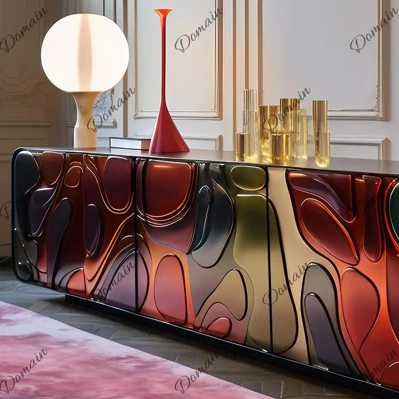 High-end, requires customization, designer art-painted TV cabinet Italian modern floor-to-ceiling cabinet furniture