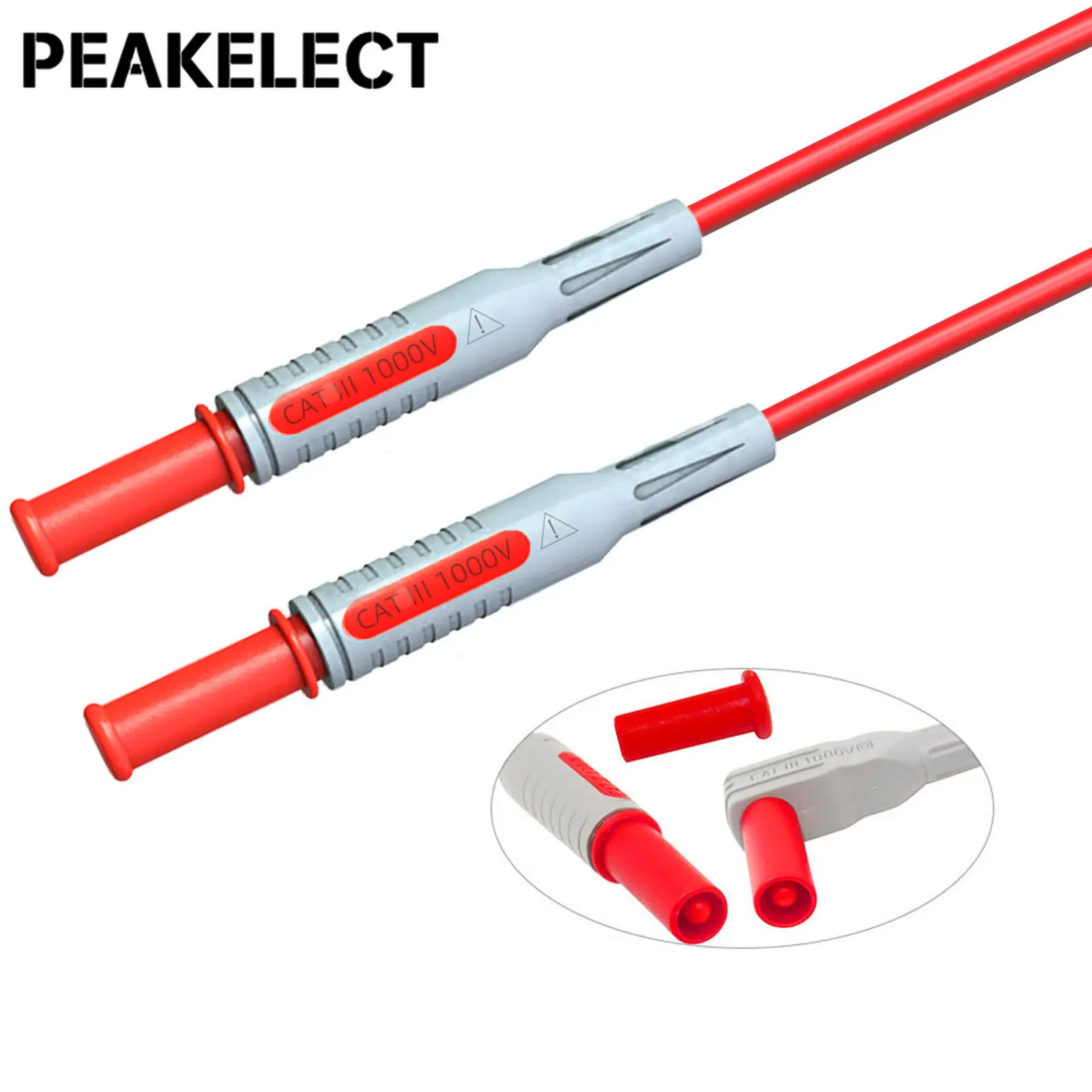 Peakelect P1600D Multimeter Test Leads Kit Automotive Probe Cable Set IC Test Hook Clip 4mm Banana Plug Test Wire