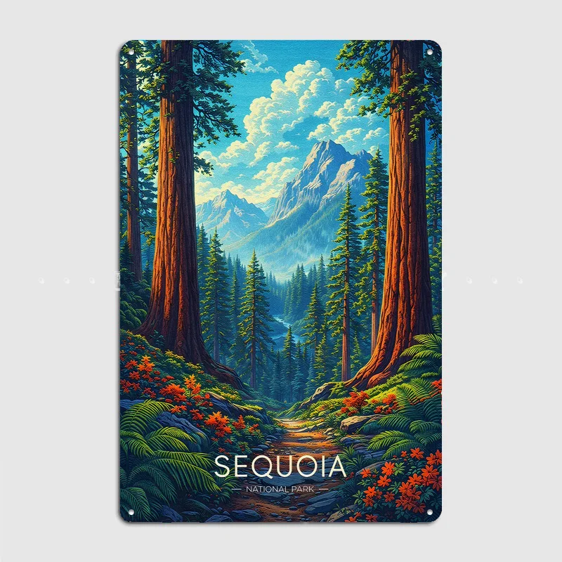 Sequoia National Park Landscape Poster Metal Tin Sign Indoor Outdoor Home Decor Bar Custom Posters Wall Room Decorations