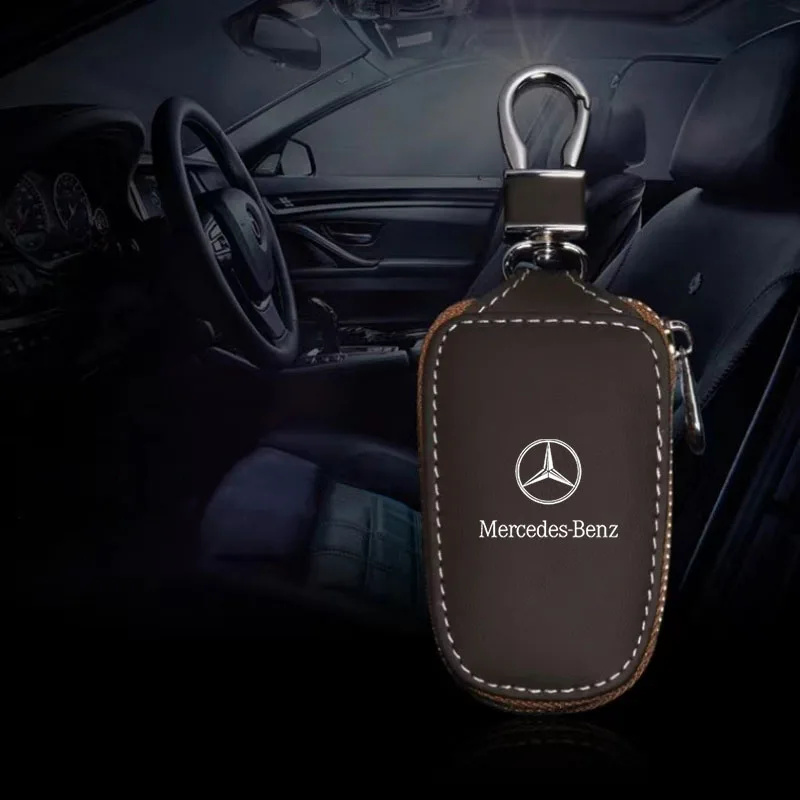 

For Mercedes Benz A B C E S G Class W204 W205 W212 W213 W176 W177 GLC CLA AMG Car Leather Key Case Cover Shell Accessories