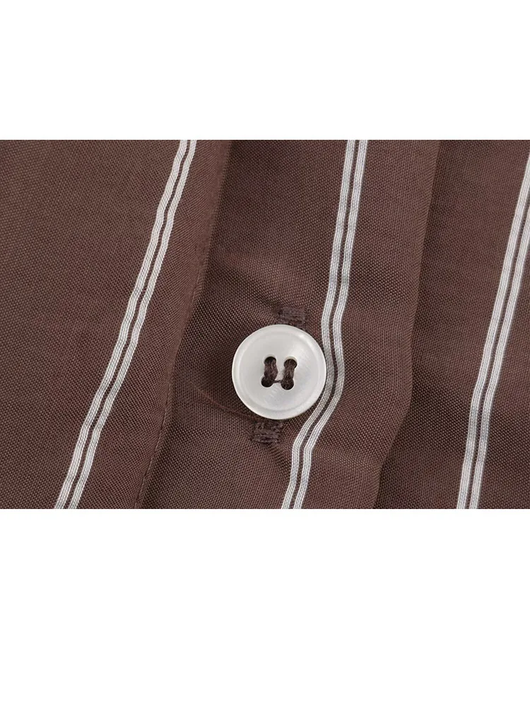 

HH Women's Versatile Lapel Pocket Striped Long Sleeve Shirt Female Fashion High Street Single-Breasted Loose Casual Shirt