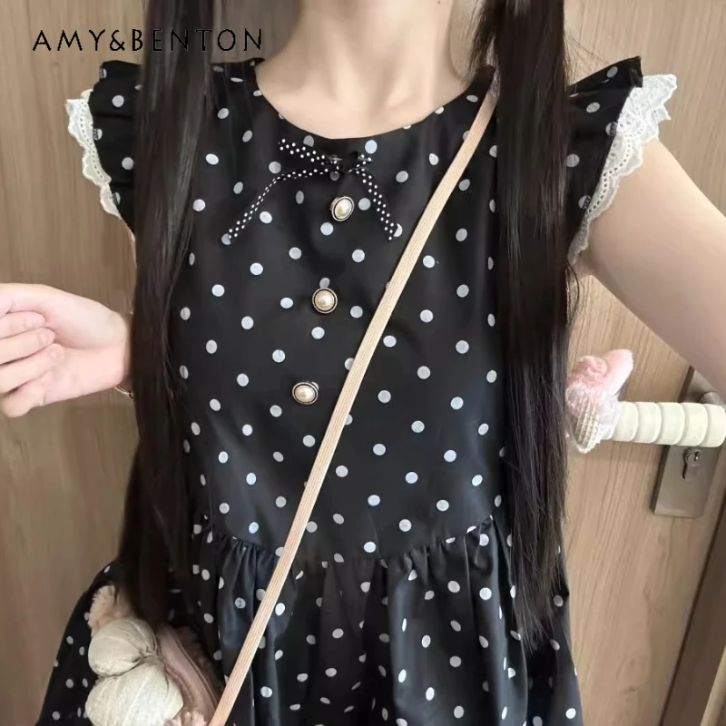 

Original Design 2026 Summer New Polka Dot Thin Women's Dress Korean Sweet Cute Y2k Versatile Girls Style Cake Dresses Ladies