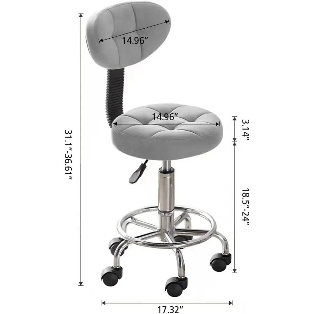 Salon Chair Rolling Stool Computer Chair with Low Back Height Adjustable Work Home Salon Drafting Swivel Task Chair W/Footrest