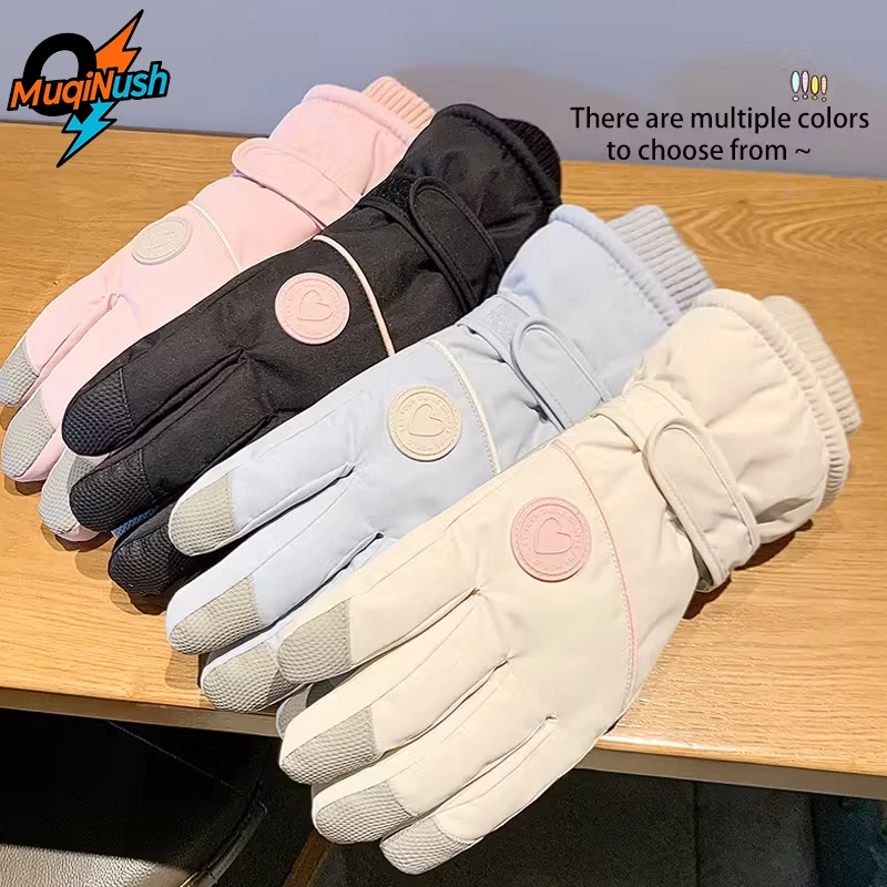 

MuqiNush Women's Winter Cycling Gloves-Thickened Fleece-Lined Warmth,Adjustable,Ergonomic Design for Skiing&Outdoor Sports