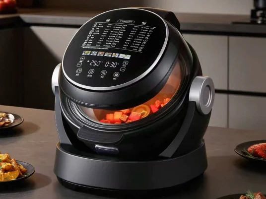 Automatic flipping home-use all-in-one potato chip-making machine with intelligent cooking function