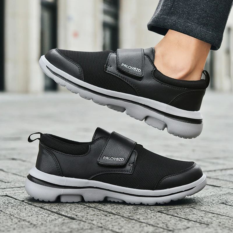 Extra Wide Men's Shoes Leather Walking Shoes Non-Slip Orthopedics Swollen Feet Thumb Eversion Footwear