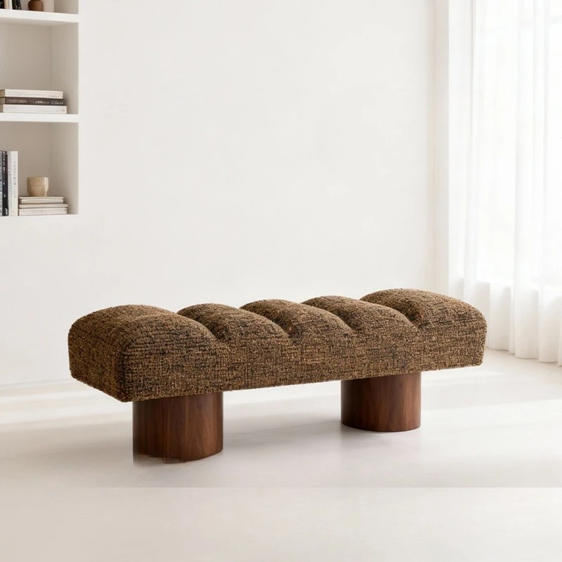 

Nordic solid wood home shoe changing stool Italian minimalist bedroom fabric bedside stool