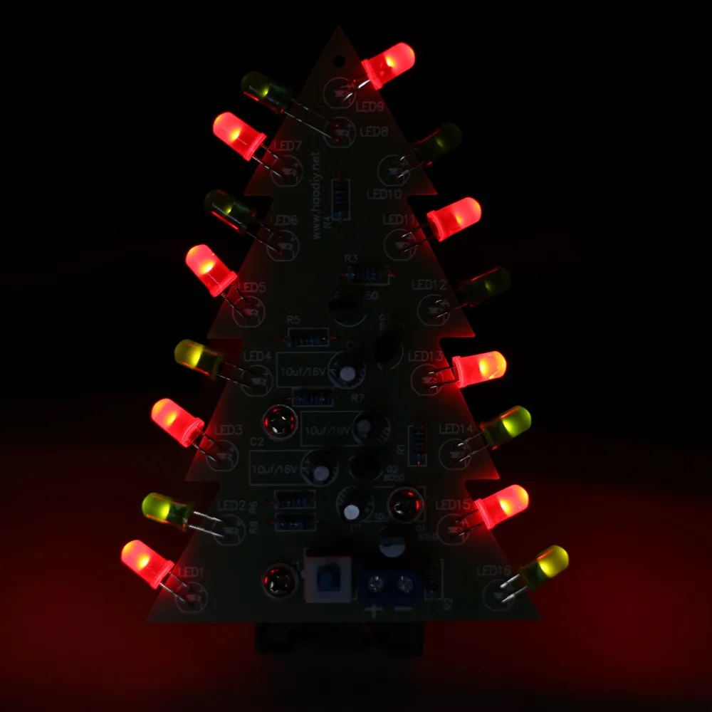 DC 9V DIY Kit Red Green Flash Circuit Board Christmas Trees LED Marquee Light Electronic Welding Training Suite