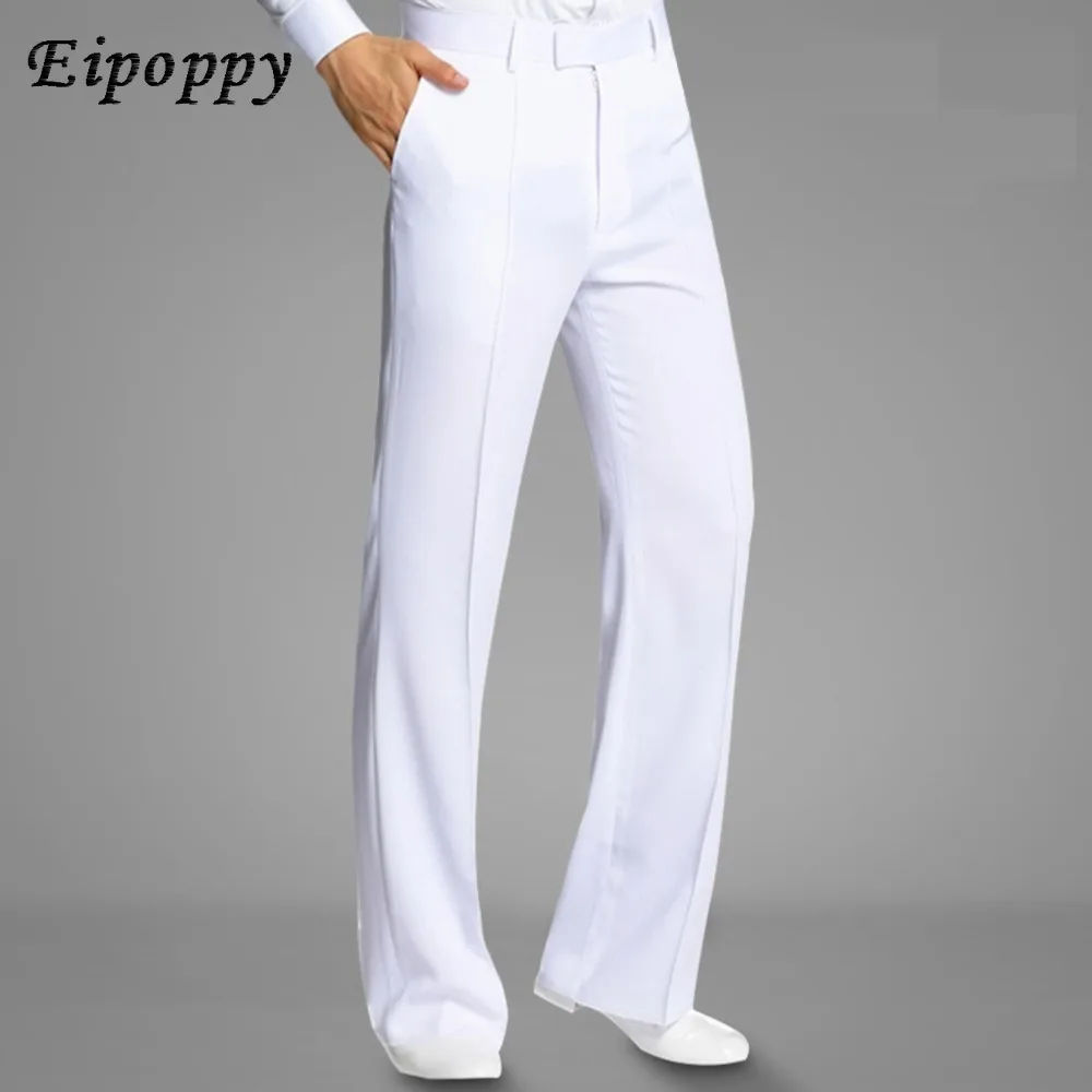 Pantalones de rendimiento de salón de baile latino moderno para hombres adultos, pantalones estándar de baile latino, Chacha, Samba, Rumba, Color blanco y negro