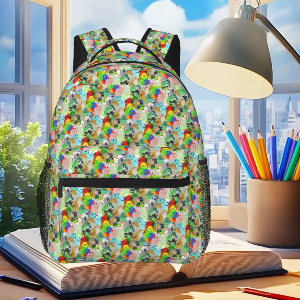 

Watercolor Parrots Student Backpack School Bag Hiking Travel Daypack for Boys Girls Fashion Bookbag Shoulder Bags
