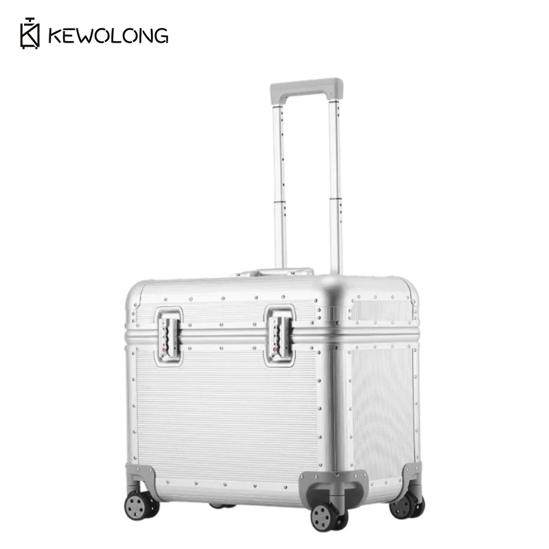 Aluminum Magnesium Alloy Spinner Suitcase, Carry On Hardside Luggage with TSA Lock & Silent Wheels, Lightweight Travel Trolley