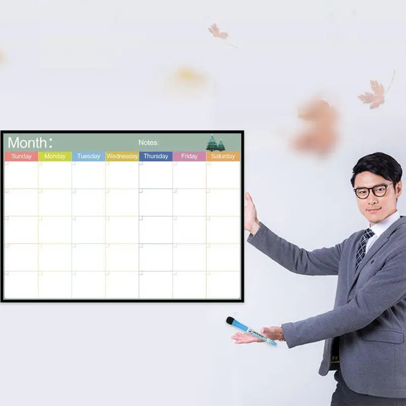 Y5LB Monthly Planner Whiteboard Fridge Magnet Flexible Weekly Message Drawing Refrigerator Bulletin