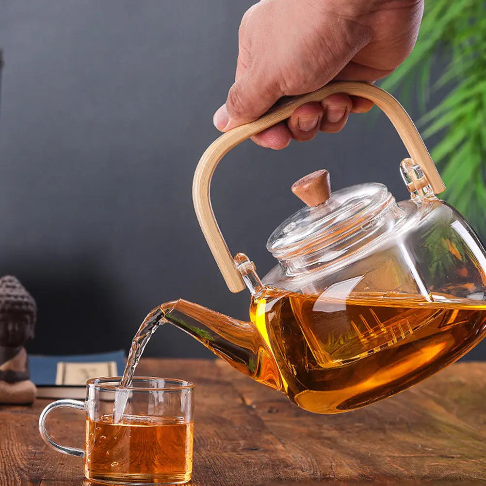 1Pcs Electric Ceramic Stove Compatible Tea Kettle Ergonomic Handle Heat Resistant Glass Teapot Home Office Outdoor Tea Accessory