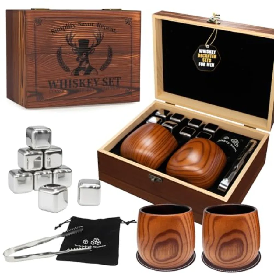 

Стакан для виски из обожженного дерева ручной работы – Набор подарков для мужчин, премиальные небьющиеся термоизолированные стаканы для виски